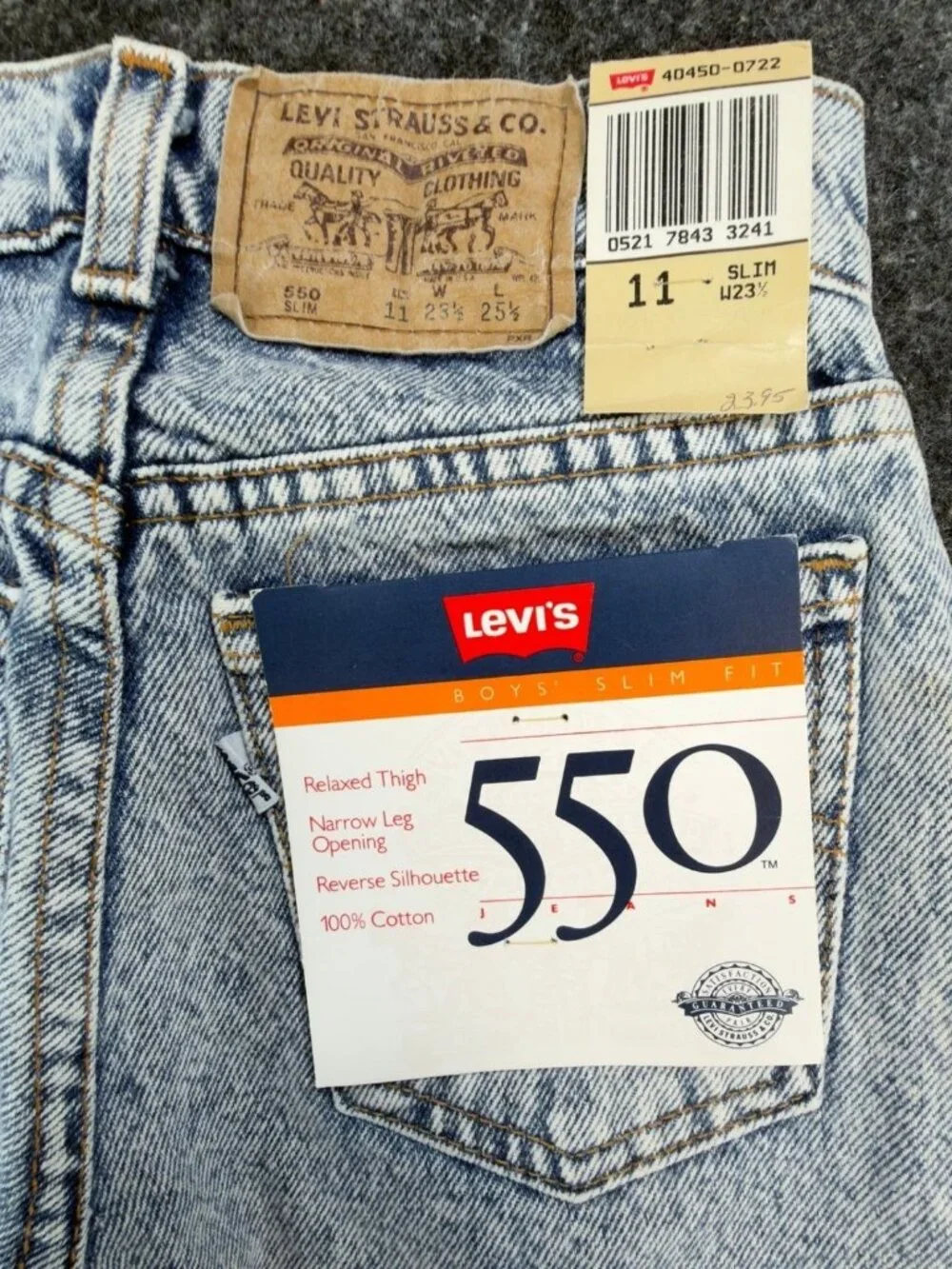 Levi's 550 Jeans Boys 11 Slim Blue Acid Wash Cotton Relaxed Vintage 90s USA Made